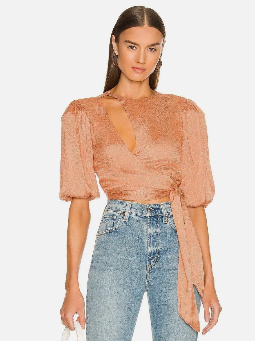Lovers And Friends Carlin Wrap Top Orange Boho Festival Blouse Medium